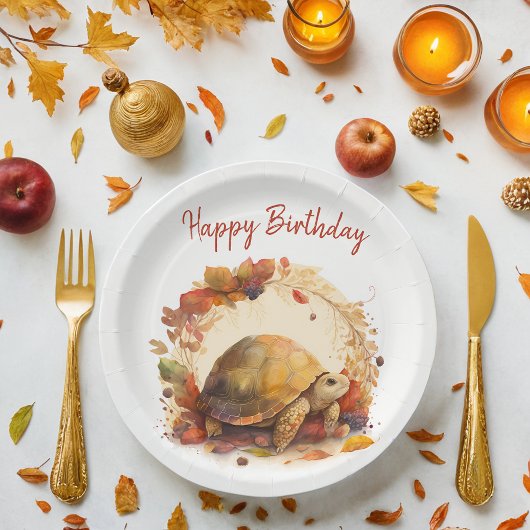 Herfst / Herfstvibes Tortoise - Verjaardagsfeest - Papieren Bordje