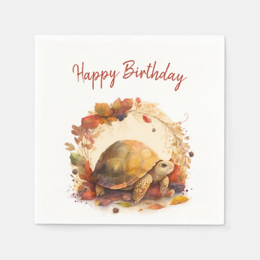 Herfst / Herfstvibes Tortoise - Verjaardagsfeest - Servet (Voorkant)