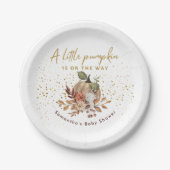 Herfst herfstzoet klein pompoen Baby shower Papieren Bordje (Voorkant)