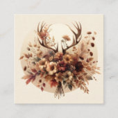 Herfst Herten Antlers Bloemenboeket Vierkante Visitekaartje (Voorkant)