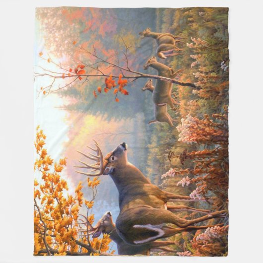 Herfst herten bokken doet bos weide fleece deken (Voorkant)