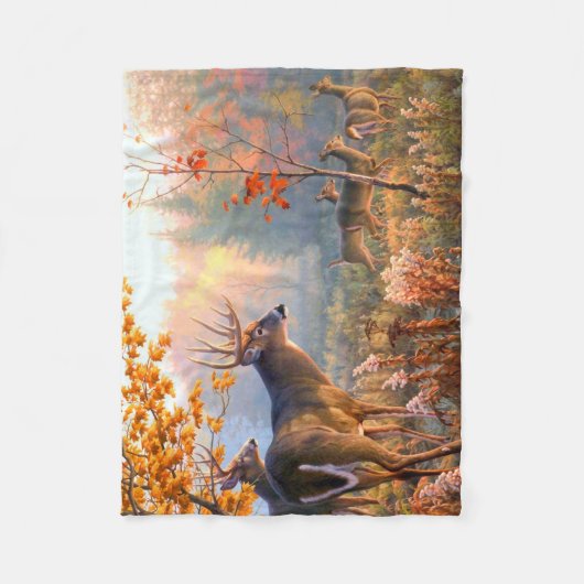 Herfst herten bokken doet bos weide fleece deken (Voorkant)