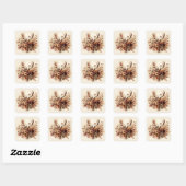 Herfst Herten Gewei Bloemboeket Vierkante Sticker (Vel)