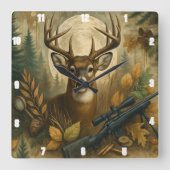 Herfst Herten Liefhebbers Hunter's Forest Vierkante Klok (Voorkant)