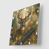 Herfst Herten Liefhebbers Hunter's Forest Vierkante Klok (Hoek)