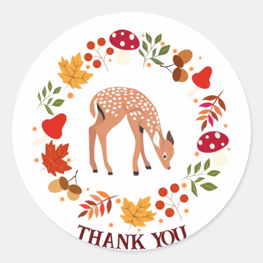 Herfst herten ronde sticker (Voorkant)