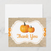 Herfst Hertenpompoen Oranje Jute Bedankkaart (Voorkant / Achterkant)