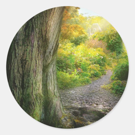 Herfst - Het pad naar oma's huis Ronde Sticker (Voorkant)