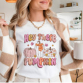 Herfst Hey daar pompoen schattig Retro Girly T-shirt