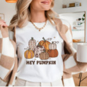 Herfst Hey pompoen leuke gezellige retro stijl T-shirt