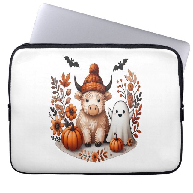 Herfst Highland Koe Ghost, Herfst Laptop Sleeve (Voorkant)