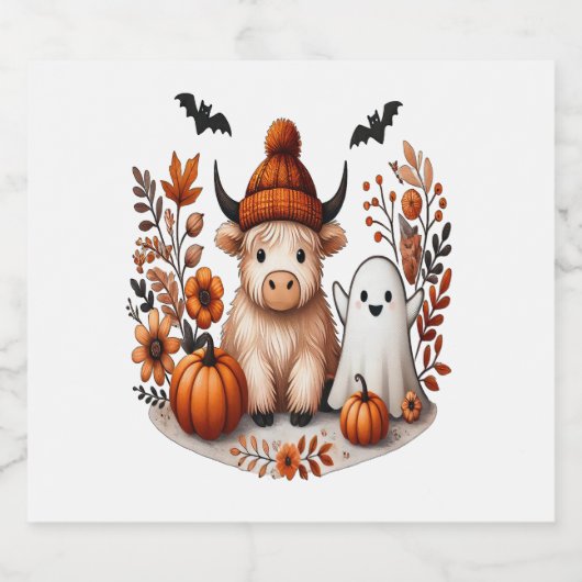 Herfst Highland Koe Ghost, Herfst Sparkling Wijnetiket (Enkel label)