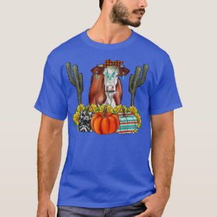 Herfst Highland Koe met Bandana, pompoenen herfst  T-shirt
