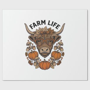 Herfst Highland Koe Met Hart Bril Cadeaupapier