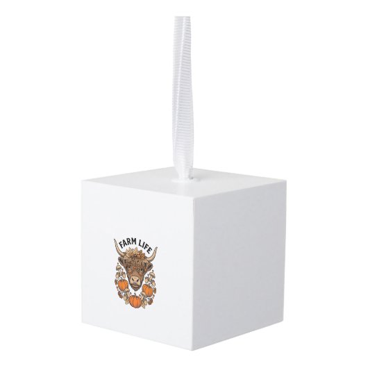Herfst Highland Koe Met Hart Bril Decoratie (Achter hoekig)
