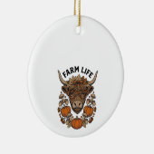 Herfst Highland Koe Met Hart Bril Keramisch Ornament (Rechts)