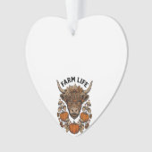 Herfst Highland Koe Met Hart Bril Ornament (voorkant)