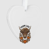 Herfst Highland Koe Met Hart Bril Ornament (voorkant)