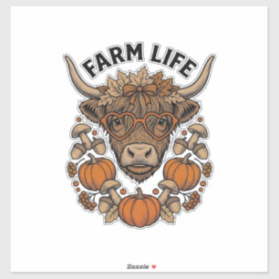 Herfst Highland Koe Met Hart Bril Sticker