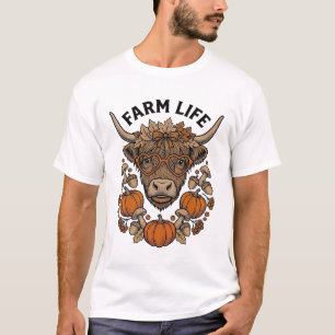 Herfst Highland Koe Met Hart Bril T-shirt