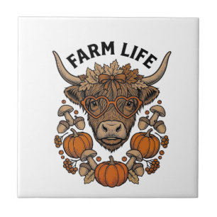 Herfst Highland Koe Met Hart Bril Tegeltje