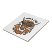 Herfst Highland Koe Met Hart Bril Tegeltje (Zijkant)