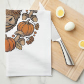 Herfst Highland Koe Met Hart Bril Theedoek (Quarter Fold)