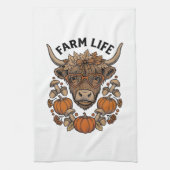 Herfst Highland Koe Met Hart Bril Theedoek (Verticaal)