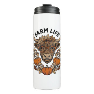 Herfst Highland Koe Met Hart Bril Thermosbeker