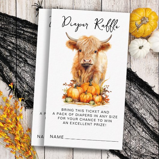 Herfst Highland Koe Schattige Baby shower Luier Ra Informatiekaartje