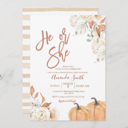 Herfst Hij of Zij Boho Pompoen Geslacht Onthullen Kaart (Voorkant / Achterkant)