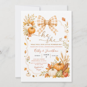 Herfst Hij of Zij Kleine Pompoen Baby Geslacht Rev Kaart