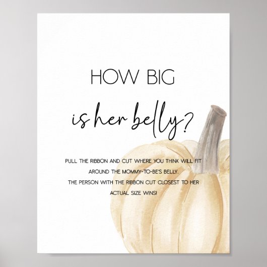 Herfst hoe groot is haar buik Baby shower spel Pos Poster (Voorkant)