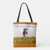 Herfst Holstein Koe Het leven is beter op het boer Tote Bag (Achterkant)