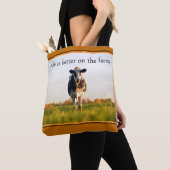 Herfst Holstein Koe Het leven is beter op het boer Tote Bag (Dichtbij)