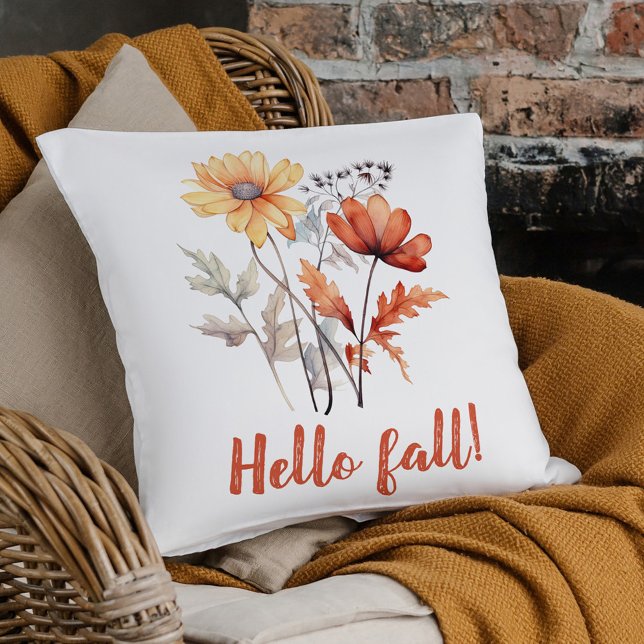 Herfst Home Decor Elegant Bloemen Wildflower Kussen (Fall Home Decor Elegant Floral Wildflower Throw Pillow)