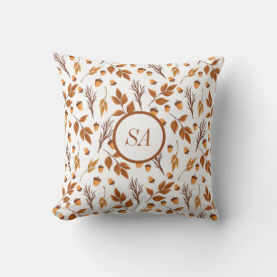 Herfst Home Decor Herfstbladeren Acorn Bruin Wit Kussen