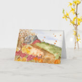 Herfst Home Landschap Herfst Verlaat Pompoenen Kaart (Gele Bloem)