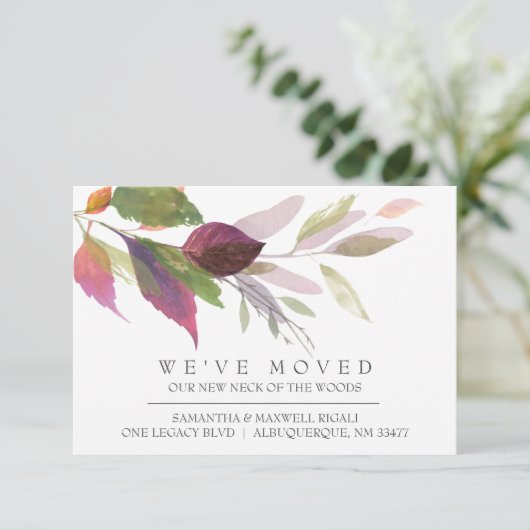 Herfst Home Moving Announge Waterverf Botanisch (Staand voorkant)