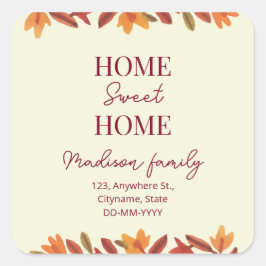 Herfst Home Sweet Home open huis Huisverwarming Ronde Sticker