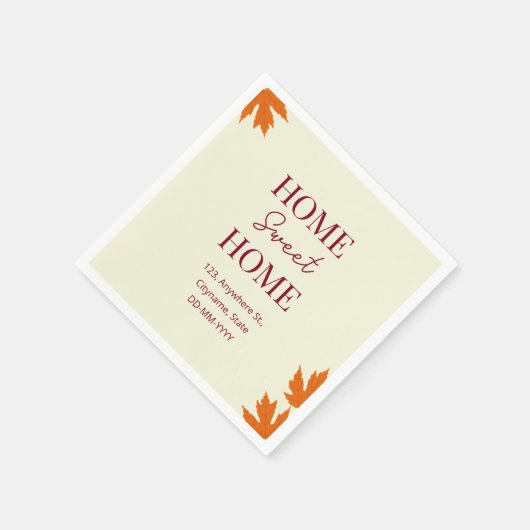 Herfst Home Sweet Home open huis Huisverwarming Servet (Hoek)