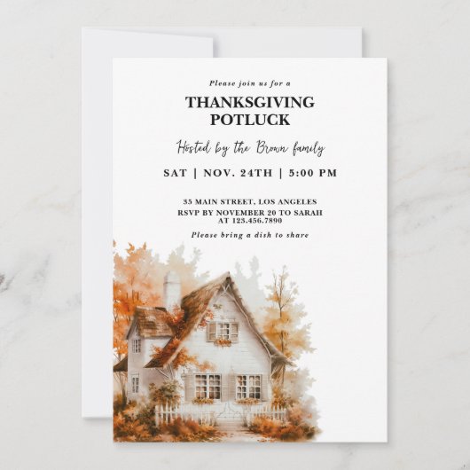 Herfst Home Thanksgiving Dinner Invitation Kaart (Voorkant)