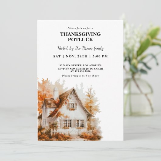 Herfst Home Thanksgiving Dinner Invitation Kaart (Staand voorkant)