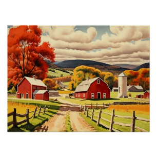 Herfst Homestead illustratie Perfect Poster