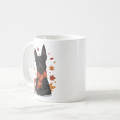 Herfst hond met sjaal koffiemok (Voorkant links)