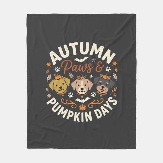 Herfst Hond Pompoen Pootjes Fleece Deken (Voorkant)