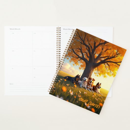 Herfst Honden Rusten Onder Grote Boom Planner (Display)