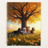 Herfst Honden Rusten Onder Grote Boom Planner (Voorkant)