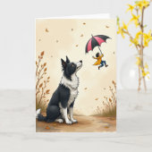 Herfst Honden Vaderdag Kaart (Gele Bloem)