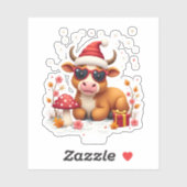 Herfst Hoogland Koe Pompoen Boog Kerst Meisjes Kin Sticker (Vel)